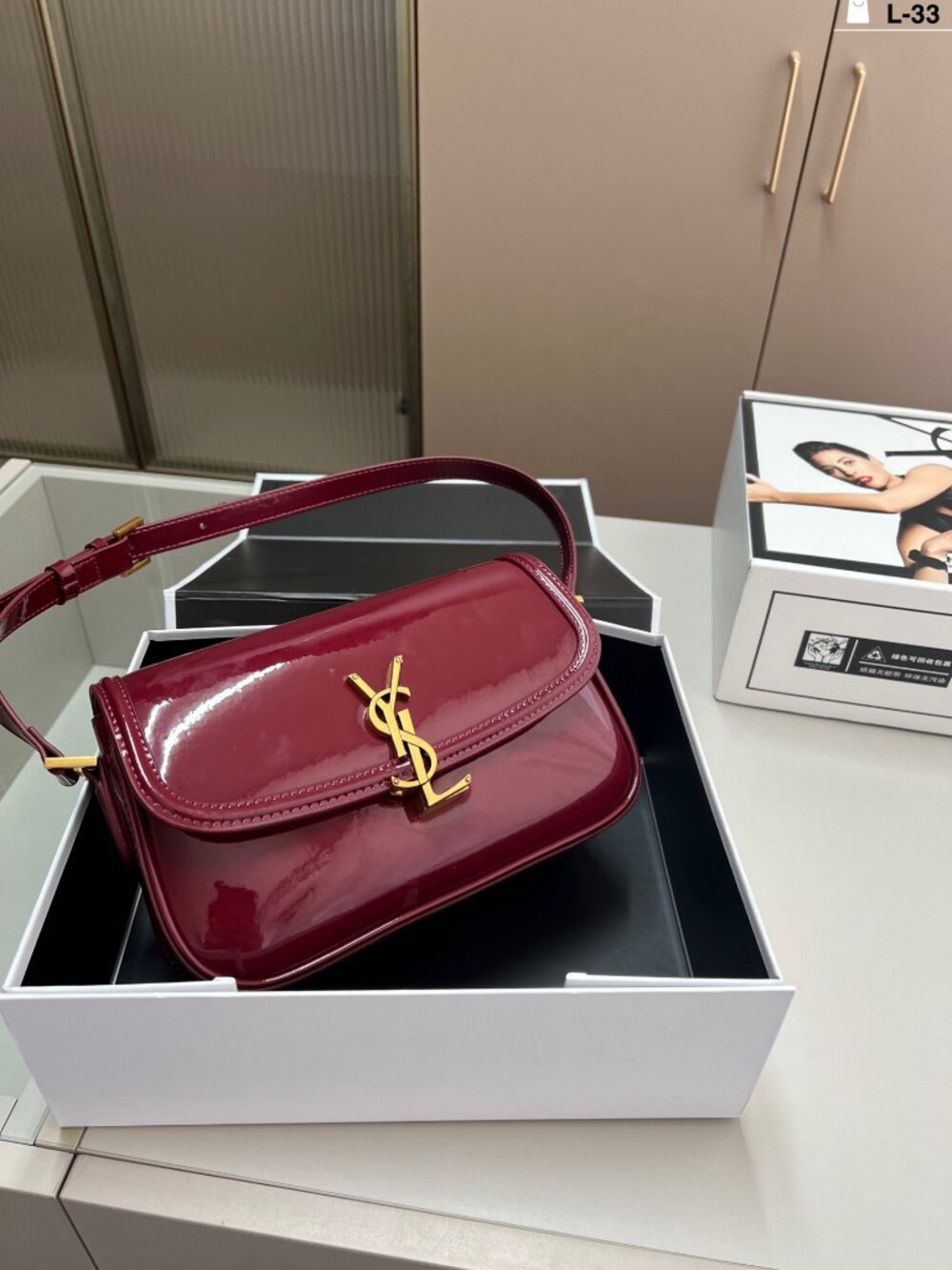 ✨Yves Saint Laurent✨ red leather single-shoulder bag 24×13cm - Picture 3 of 9